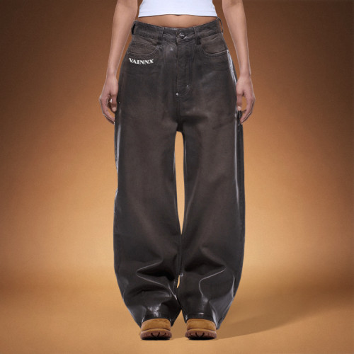 Custom Men's Trousers | Washed Vintage Denim Pants | Baggy Wide-leg Pants