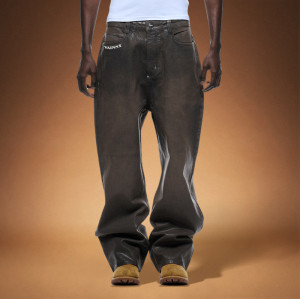Custom Men's Trousers | Washed Vintage Denim Pants | Baggy Wide-leg Pants