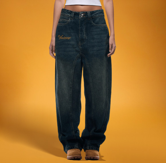 Custom Men's Casual Jeans | Acid Wash Sun Faded Pants | Baggy Casual Vintage Denim