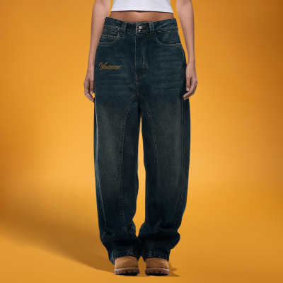 Custom Men's Casual Jeans | Acid Wash Sun Faded Pants | Baggy Casual Vintage Denim