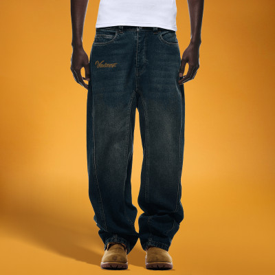 Custom Men's Casual Jeans | Acid Wash Sun Faded Pants | Baggy Casual Vintage Denim