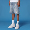 Custom Rhinestone Print Shorts| Men's Sport Jeans Shorts | Acid Wash Vintage Streetwear