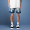Custom Casual Slim Fit Denim Shorts | Cut Sew Raw Hem | Distressed Applique Embroidery Shorts