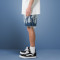 Custom Casual Slim Fit Denim Shorts | Cut Sew Raw Hem | Distressed Applique Embroidery Shorts