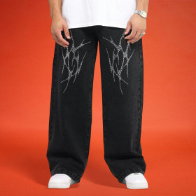 Custom Rhinestone Luxury Twill Trousers | Plain Tree Solid Pattern | Pants Manufacturer