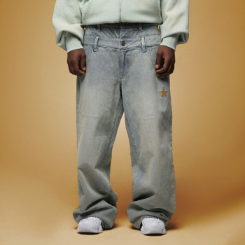 Custom High Waist Baggy Jeans | Casual Wide Leg Straight Pants | Vintage Wash Jeans