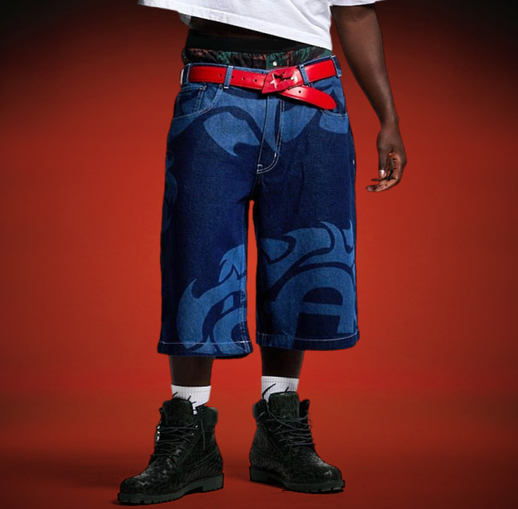 Custom Graphic Denim Shorts | High Waist Wide Leg Straight Summer Shorts | Streetwear Supplier