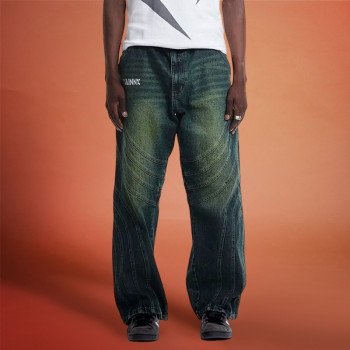 Custom Twill Jeans | Baggy Stacked Flared Pants | Wash Faded Jeans manufacturer