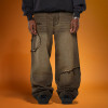 Custom Wash Gradient Jeans | High Waist Vintage Baggy Stacked Trouses | Men's Oversize Jeans