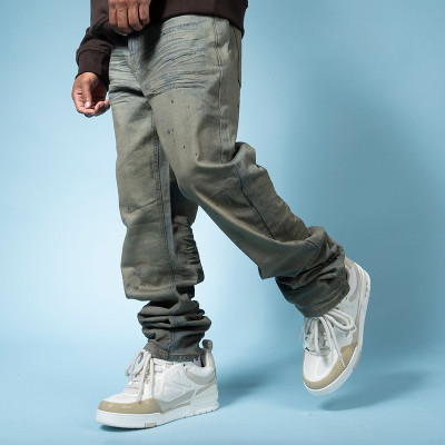 Custom Ink Splash Jeans | Acid Wash Vintage Distressed Trouses | Oversize Jeans Supplier