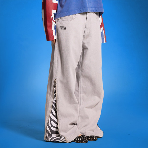 Custom Zipper Design Flared Pants | Blank Plain Wide Leg Trouses | OEM Factory Manufacturer