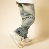 Custom Men's Vintage Straight Jeans | Acid Wash Distressed Rhinestone Trouses | Pants Manufacturer