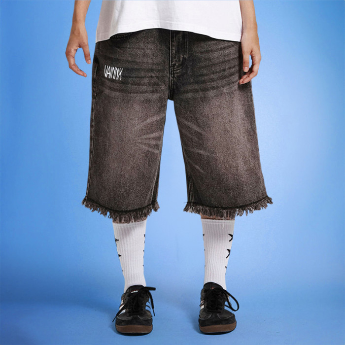 Custom Men's Denim Shorts | Wash Vintage Embroidered Print Logo | Streetwear Factory