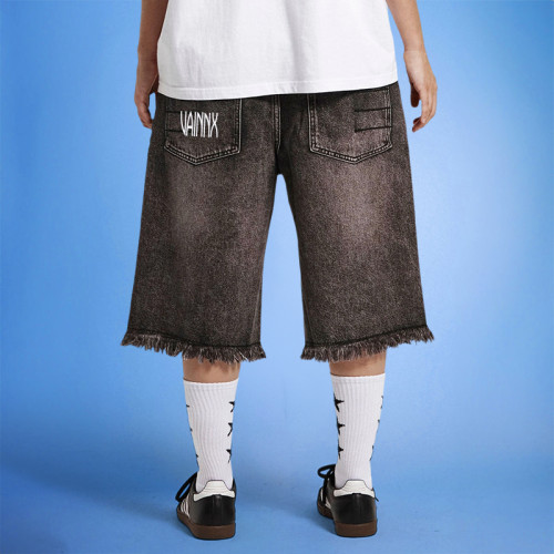 Custom Men's Denim Shorts | Wash Vintage Embroidered Print Logo | Streetwear Factory