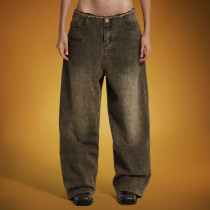 Custom Acid Wash Vintage Jeans | Baggy Straight Distressed Texture| Streetwear Factory