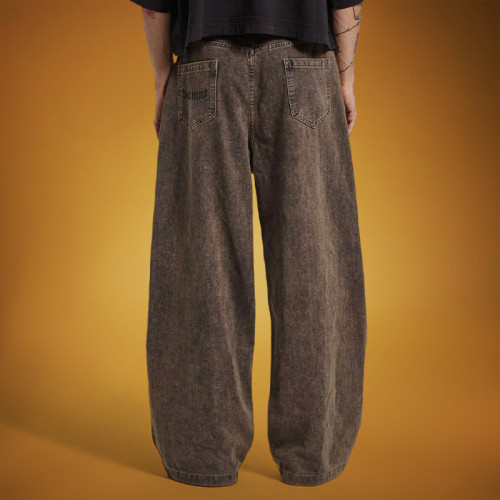 Custom Acid Wash Vintage Jeans | Baggy Straight Distressed Texture| Streetwear Factory