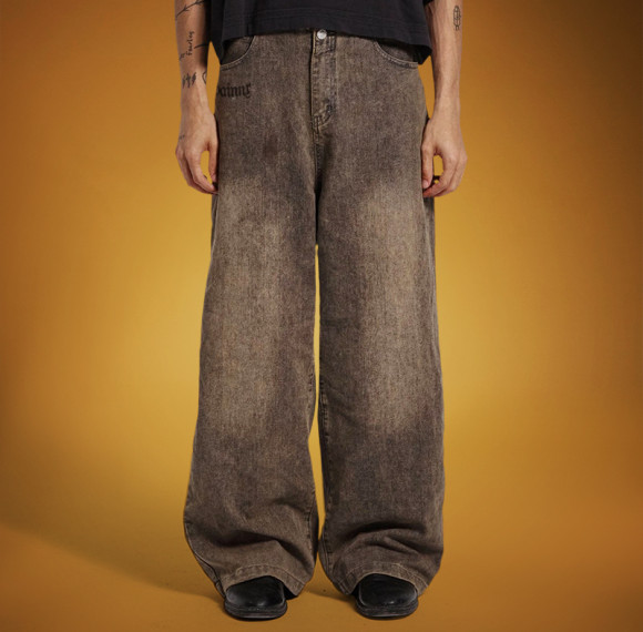 Custom Acid Wash Vintage Jeans | Baggy Straight Distressed Texture| Streetwear Factory