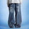 Custom Vintages Rivet Jeans | Distressed Back Pockets Oversize Denim Pants | Jeans Factory