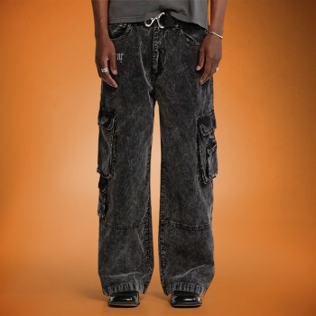Custom Baggy Cargo Jeans | Utility Pocket Straight Leg Pants | Streetwear Pants Manufacturer