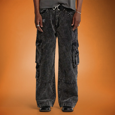Custom Baggy Cargo Jeans | Utility Pocket Straight Leg Pants | Streetwear Pants Manufacturer