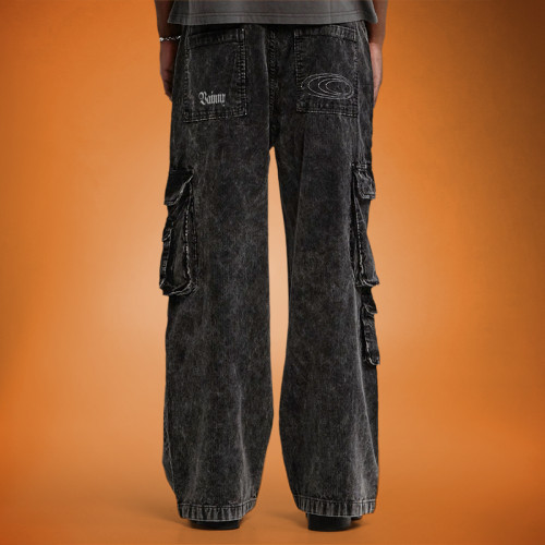 Custom Baggy Cargo Jeans | Utility Pocket Straight Leg Pants | Streetwear Pants Manufacturer
