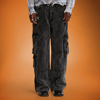 Custom Baggy Cargo Jeans | Utility Pocket Straight Leg Pants | Streetwear Pants Manufacturer