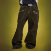 Custom Embroidery Graphics Pants | Baggy Zipper Pocket Wide Leg Flared Pants | Streetwear Factory