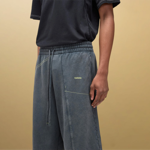 Custom Dark Gray Wash Shorts | Vintage Distressed Drawstring Breathable | Gym Manufacturer