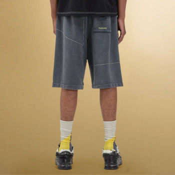 Custom Dark Gray Wash Shorts | Vintage Distressed Drawstring Breathable | Gym Manufacturer