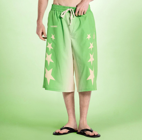 Custom Fashion Gradient Shorts | Star Print Drawstring Waist Design | Oversize Baggy Shorts
