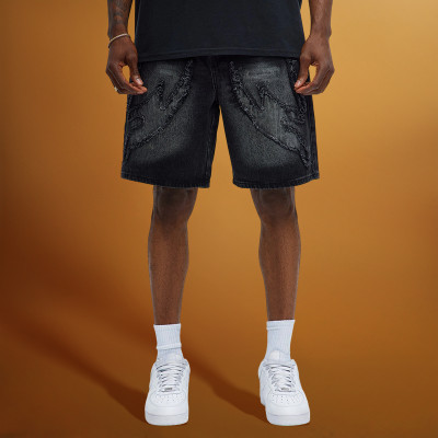 Custom Patchwork Embroidered Jogger Pants | Men's Denim Shorts | Fashion Shorts Supplier