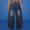 Custom Letters Embroidered Logo Jeans | Outdoor Casual Baggy Wide Leg Flared Trouses