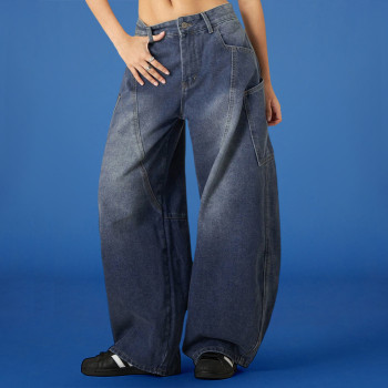 Custom Letters Embroidered Logo Jeans | Outdoor Casual Baggy Wide Leg Flared Trouses