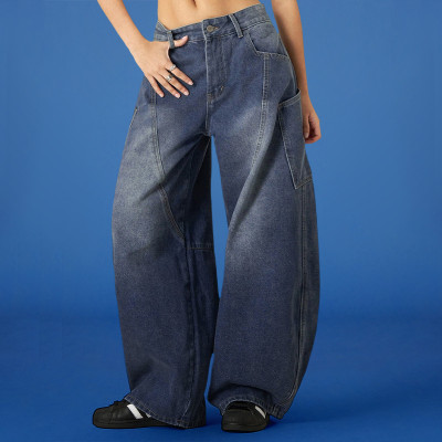 Custom Letters Embroidered Logo Jeans | Outdoor Casual Baggy Wide Leg Flared Trouses