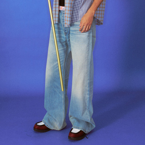 Custom Oversize Baggy Jeans | OEM High Quality Vintage Light Blue Trouses | Fashion Jeans Supplier