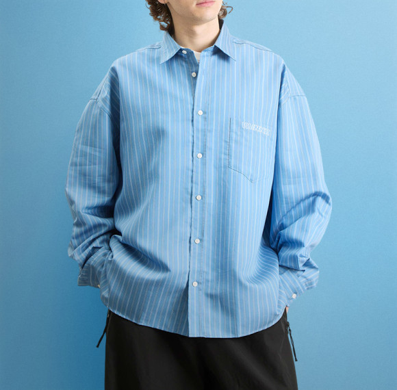Custom Men's Stripe Shirt | Blank Plain Designer Cotton Shirt | Long Sleeved Lapel Shirt