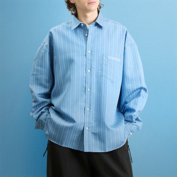 Custom Men's Stripe Shirt | Blank Plain Designer Cotton Shirt | Long Sleeved Lapel Shirt