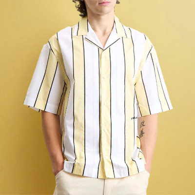 Custom Vertical Stripe Shirt | 100% Cotton Stitched Print Short Sleeves Shirt