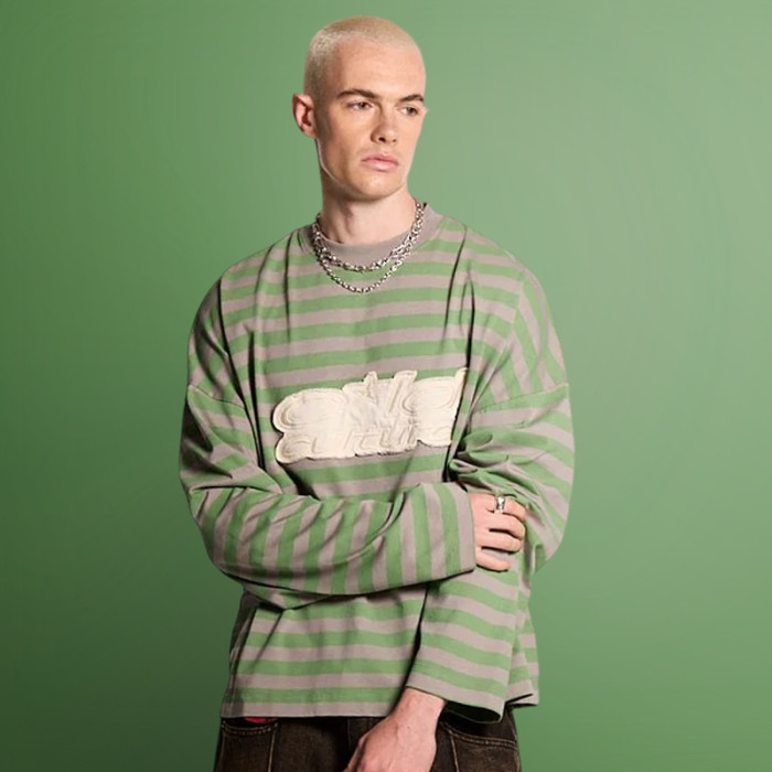 Custom Striped Long Sleeved T-shirt | Patch Stitched Embroidered Logo | Streetwear Factory