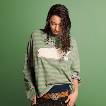 Custom Striped Long Sleeved T-shirt | Patch Stitched Embroidered Logo | Streetwear Factory