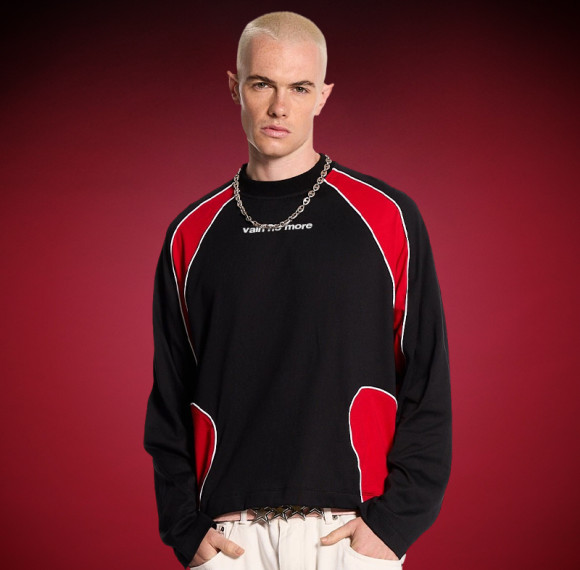 Custom Men's Long Sleeve Splice T-shirt | 100% Cotton Heavyweight Designer T-shirt