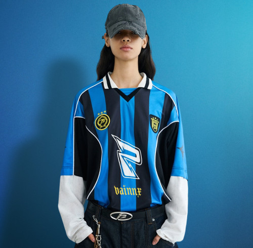 Custom Patch Embroidery Logo T-shirt | Men's False Two Piece Striped Print T-shirt | Streetwear Factory