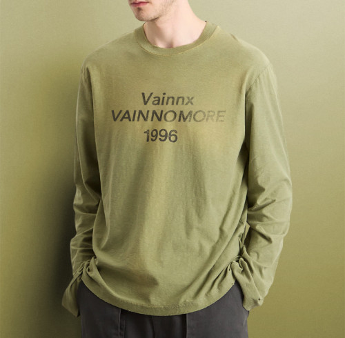 Custom Cotton Fabric Acid Wash T-shirt | DTG Print High Quality Long Sleeve | Plain Blank T-shirt