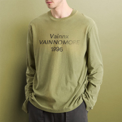 Custom Cotton Fabric Acid Wash T-shirt | DTG Print High Quality Long Sleeve | Plain Blank T-shirt