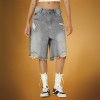 Custom Rhinestone Embroidered Logo Shorts | Men's Knee Length Distressed Denim Shorts