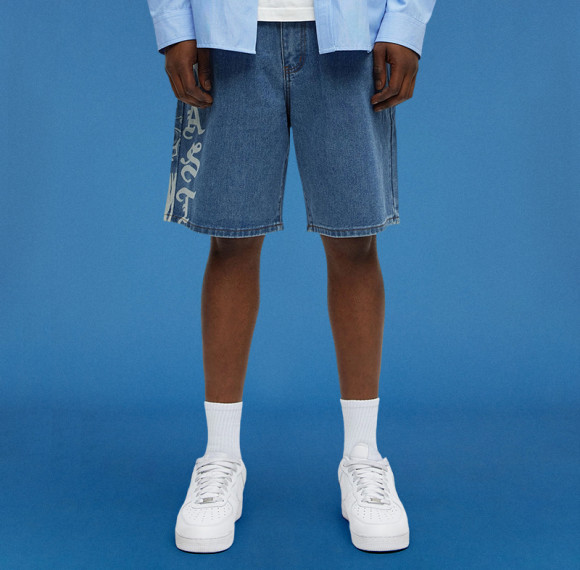 Custom Print Graphic Denim Shorts | Men's Summer Baggy Vintage Wash Shorts | Street Fashion