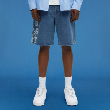 Custom Print Graphic Denim Shorts | Men's Summer Baggy Vintage Wash Shorts | Street Fashion