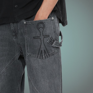 Custom Embroidered Letter Logo Jeans | Loose Fit Jeansmens Baggy Jeans | Fashion Jeans Manufacturer