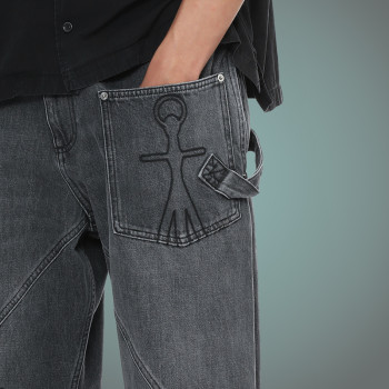 Custom Embroidered Letter Logo Jeans | Loose Fit Jeansmens Baggy Jeans | Fashion Jeans Manufacture