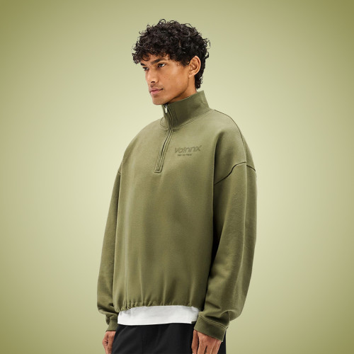 Custom Cotton Solid Color Crewneck Sweatshirt | High Quality Long Sleeves Sweatshirt | Half Zip Pullover